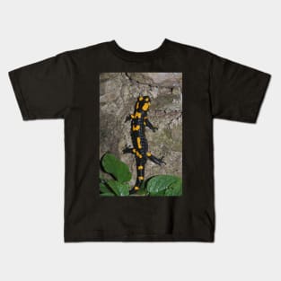 Fire Salamander on Rock Kids T-Shirt